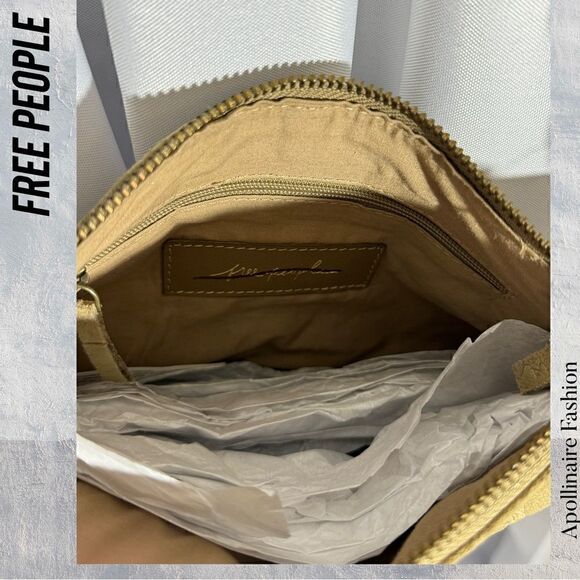 FREE PEOPLE ALANNA CRIC TEXTURED SHOULDER BAG IN BEIGE NEW - Picture 4 of 4